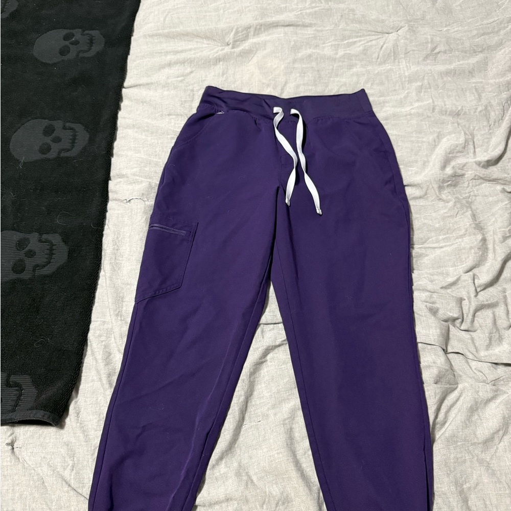 Figs Women's Purple Joggers with White Drawstring